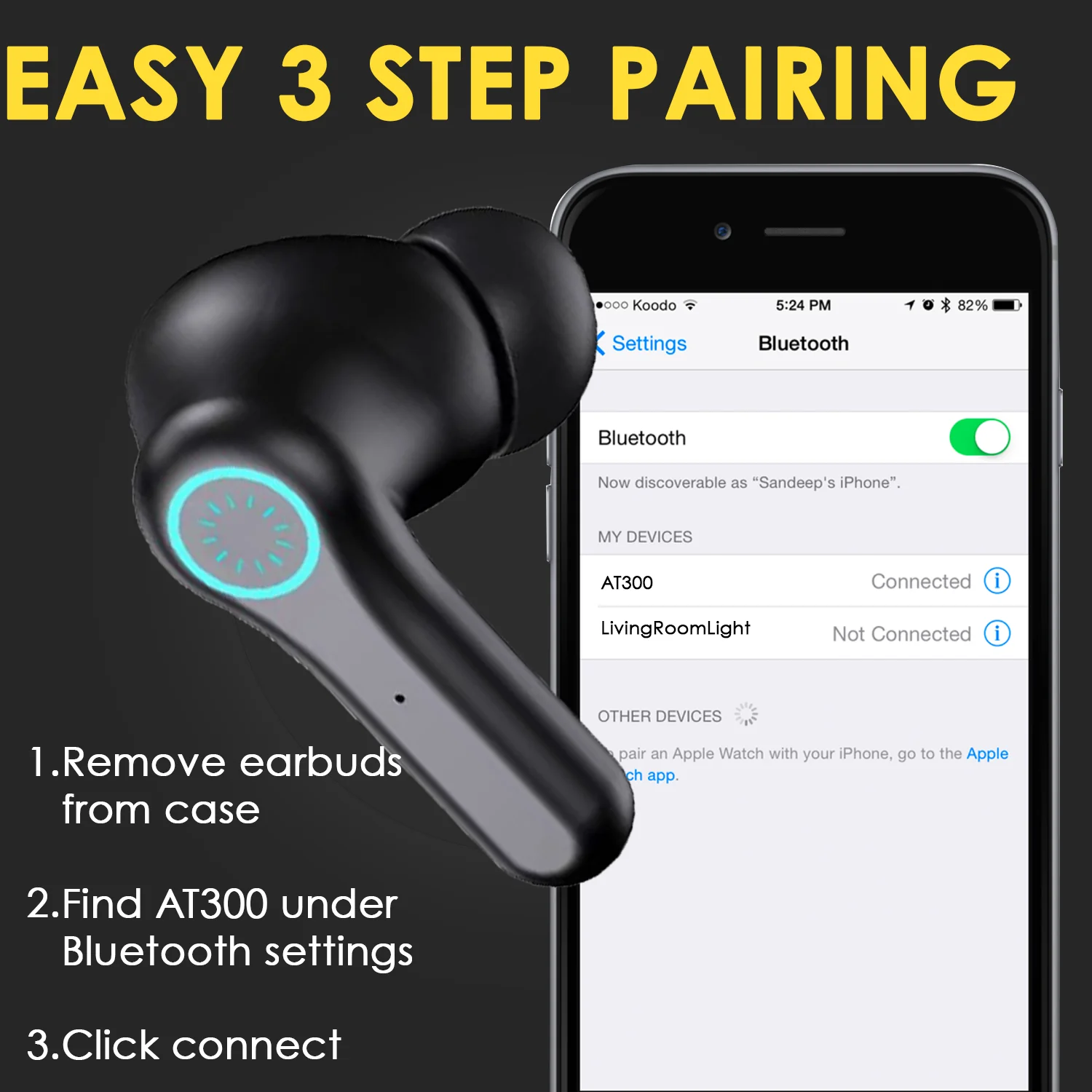 AZPEN NVEE Pro Upgraded True Wireless Earbuds, Waterproof, Ergonomic Stay in Design, Rich Sound and Heavy Bass, with Easy Pairing - Image 6