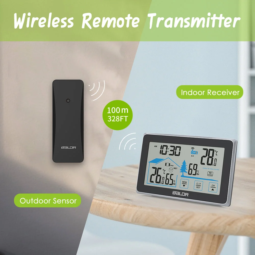BALDR Wireless Weather Station, Digital Thermometer & Hygrometer (Indoor&Outdoor), - Image 5