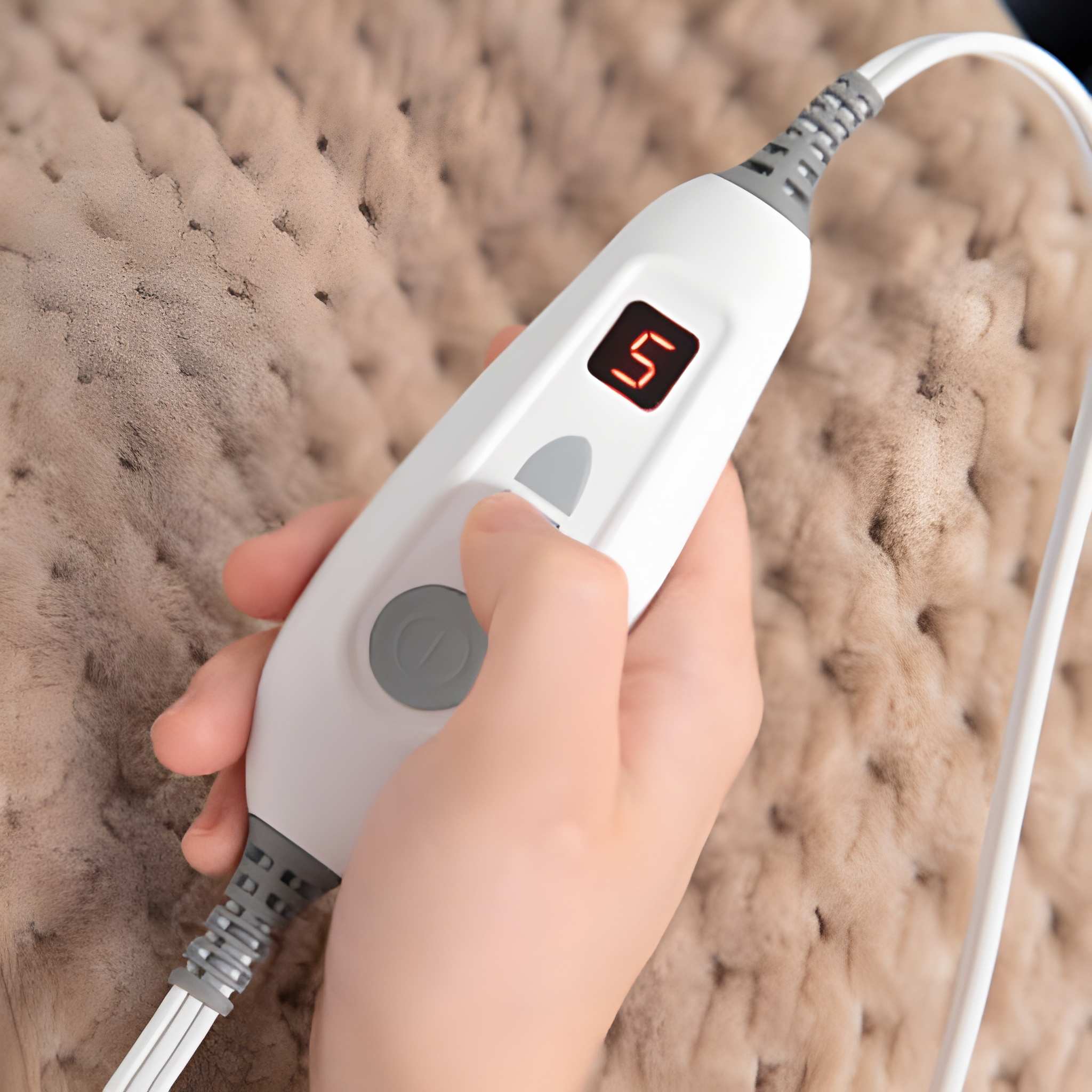 Brookstone Luxe Herringbone Heating Pad Taupe - Image 3