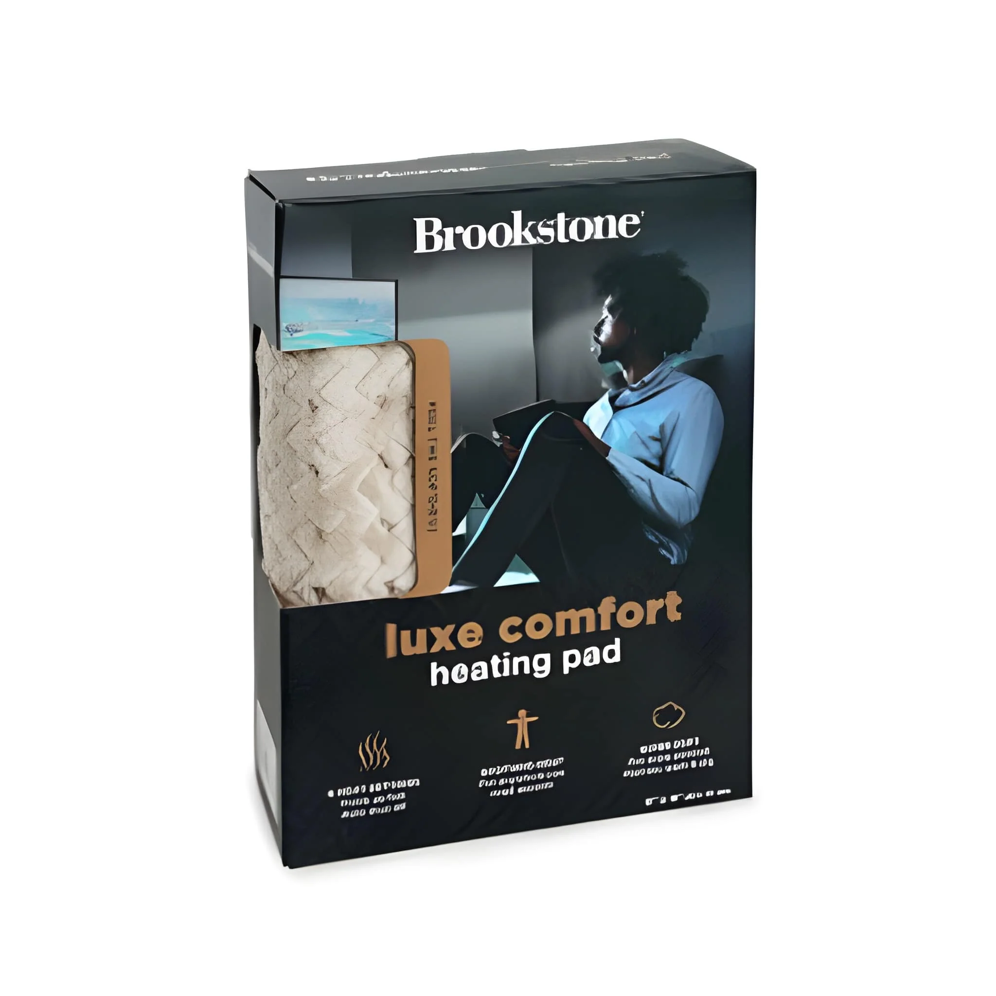 Brookstone Luxe Herringbone Heating Pad Taupe - Image 7