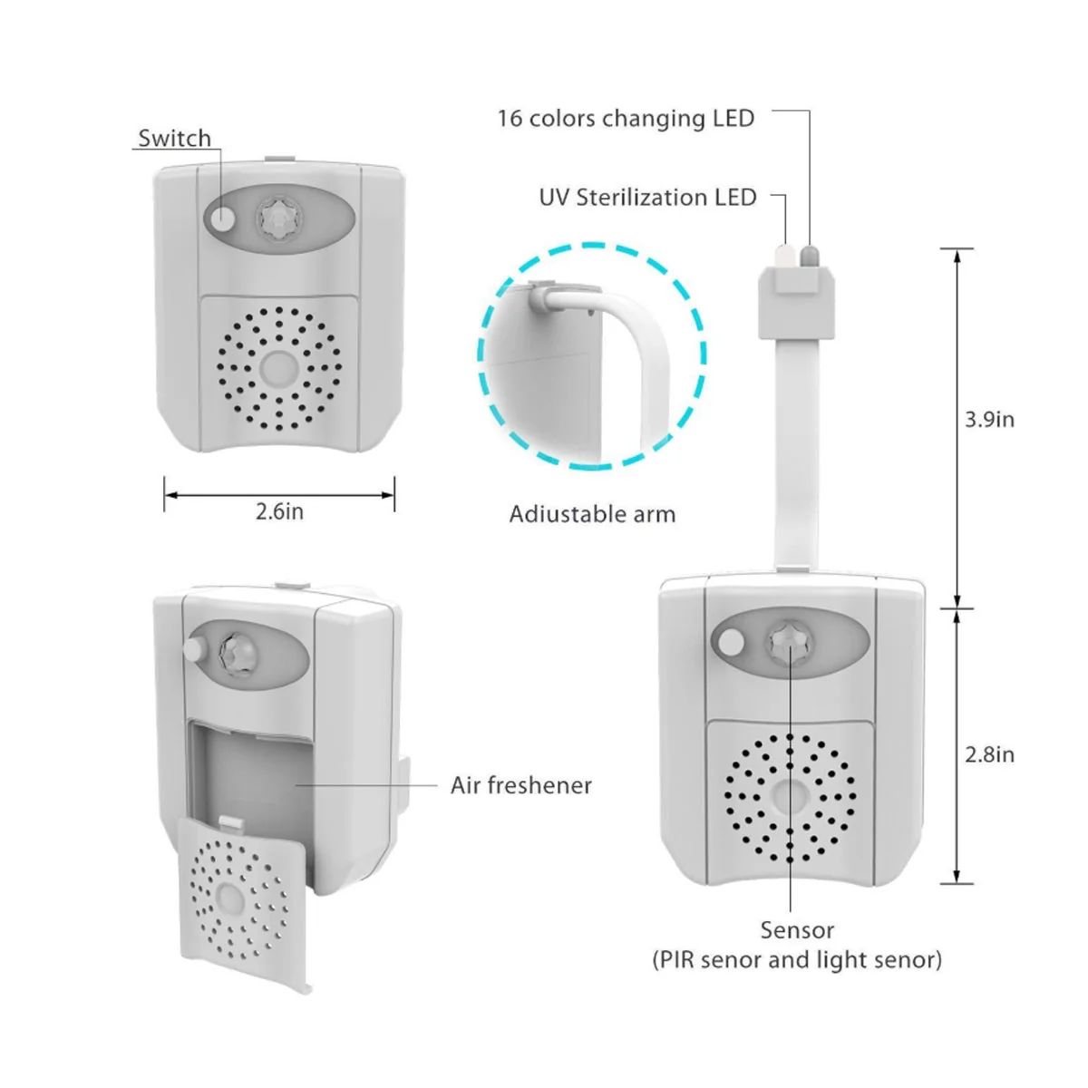 CLEAN BOWL UV Sanitizing Light for Germ Free Toilets With LED Motion Light - Image 6