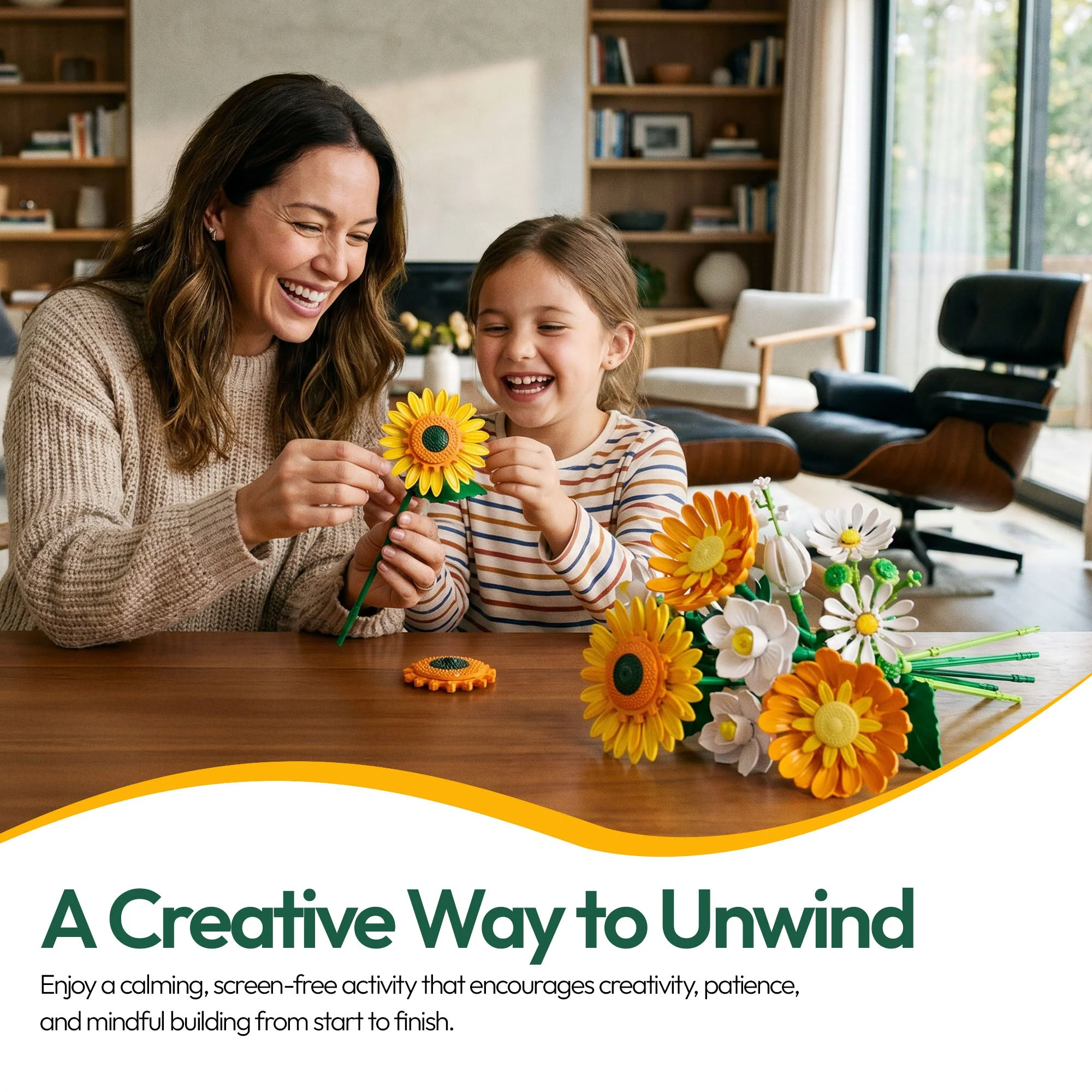 Contixo BK11 Yellow Sunflower Van Gogh Bouquet Building Set - 415 Pieces - Image 12