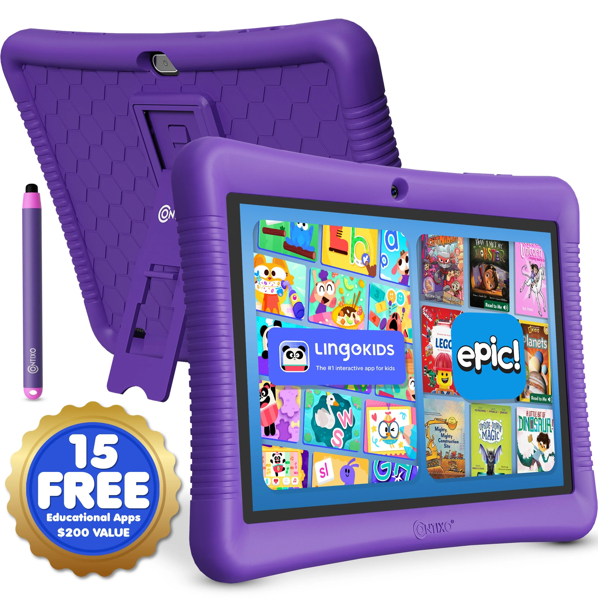 Contixo K102 10" Kids Tablet, Featuring Epic & Lingo Kids, 15 Educational Apps - Image 2