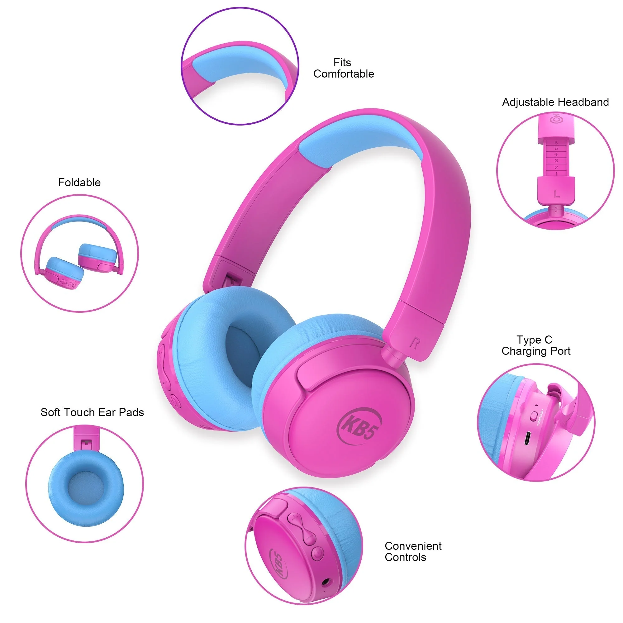 Contixo KB5 Kids Wireless Bluetooth Headphones - Image 3