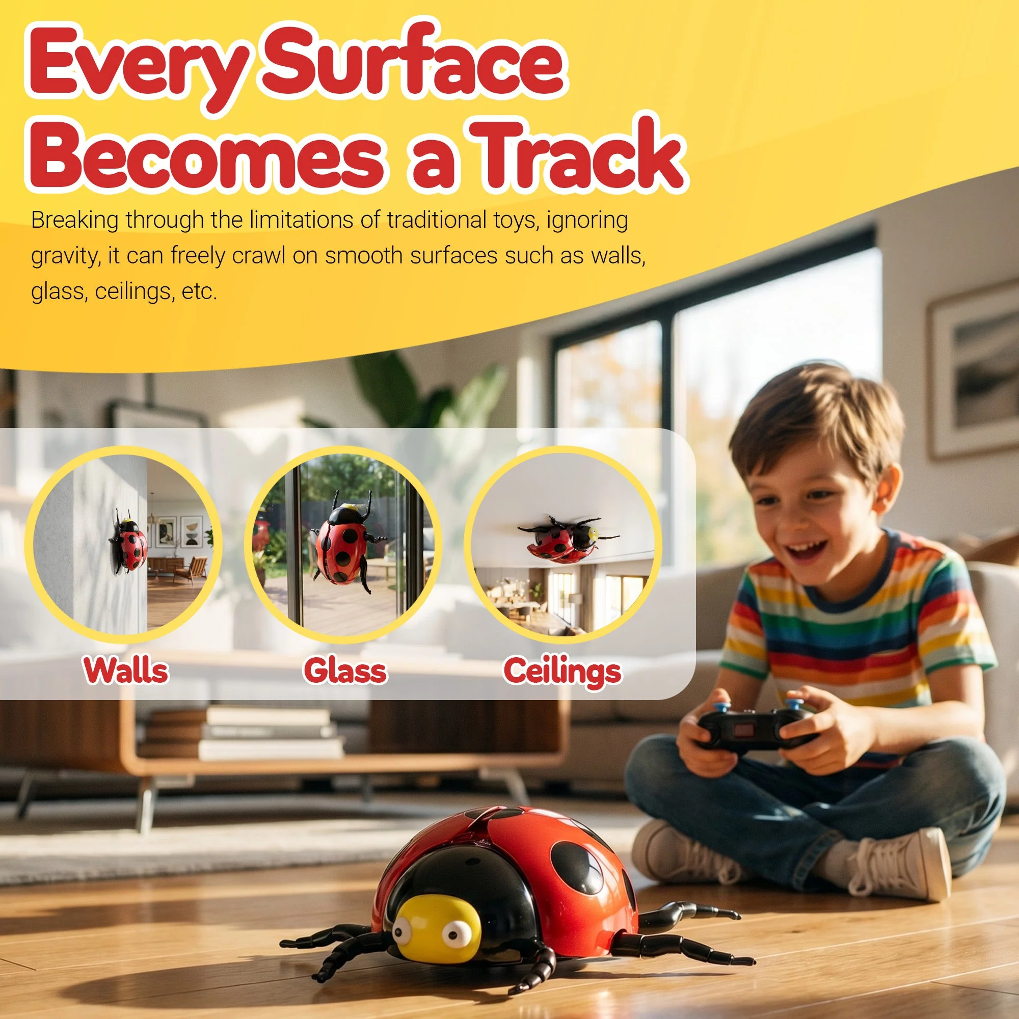 Contixo RC7 Ladybug Wall Climbing Remote Control Car for Kids, 2.4GHz RC Stunt Car Crawls on Walls, Glass & Ceilings, 360° Spins, LED Lights, Rechargeable Flying Bug Toy for Boys & Girls Ages 8+ - Image 12