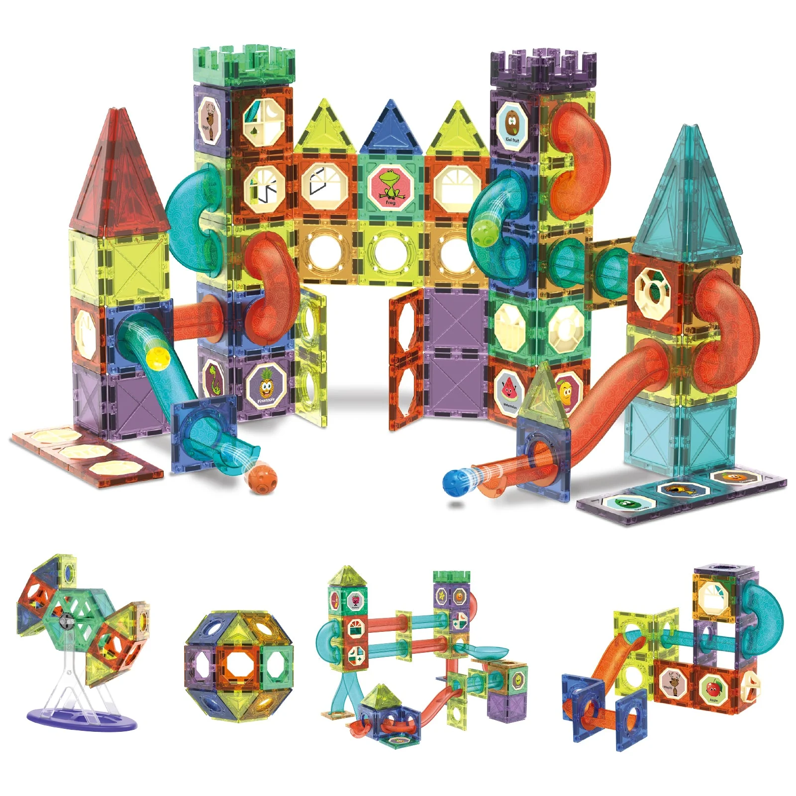 Contixo ST8 Magnetic Light-Up 3D Tiles Building Set - 110 Piece STEM Marble Run Blocks for Kids, Fun Educational Toy for Boys & Girls Ages - Image 2