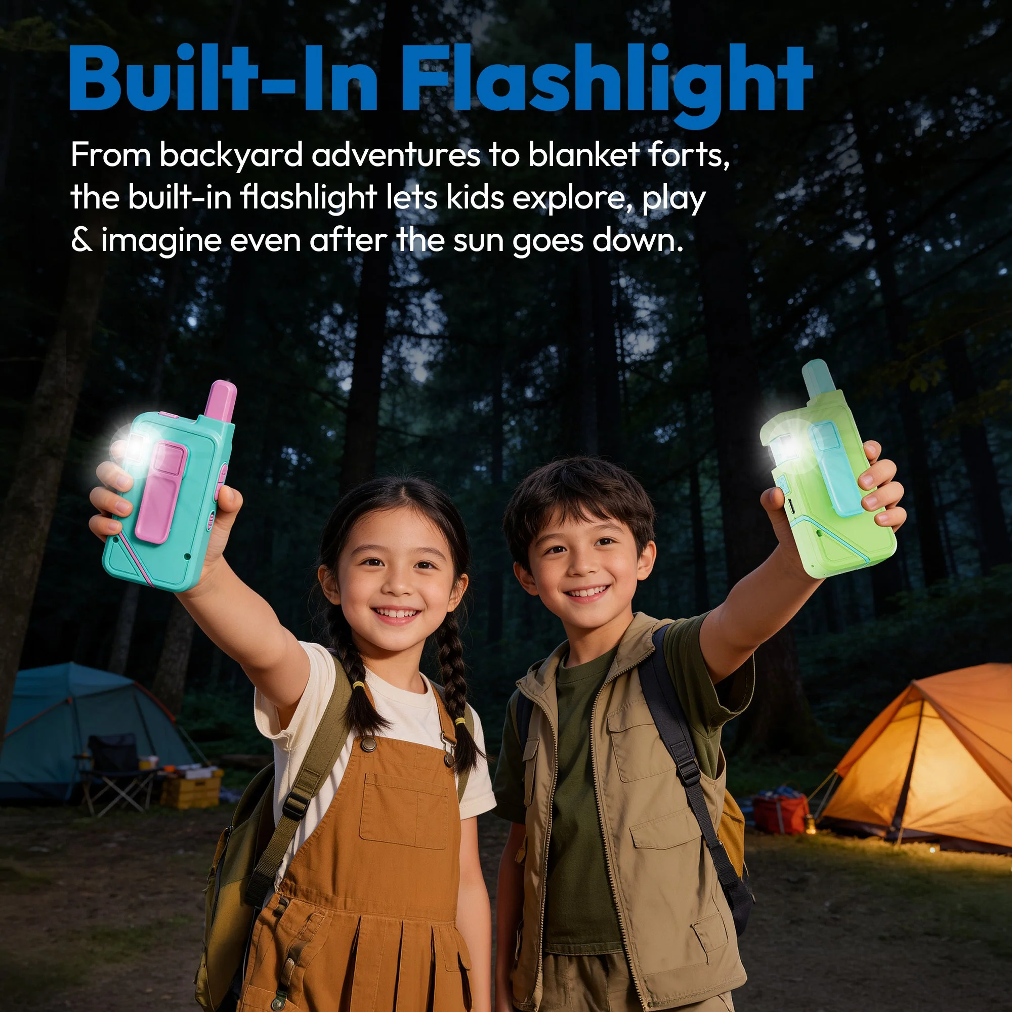 Contixo - TK1 Kids Video Walkie Talkies, 2-Way Video & Voice, Camera, Flashlight, Voice Changer, SOS Alarm - 2 Pack - Blue, Green - Image 5