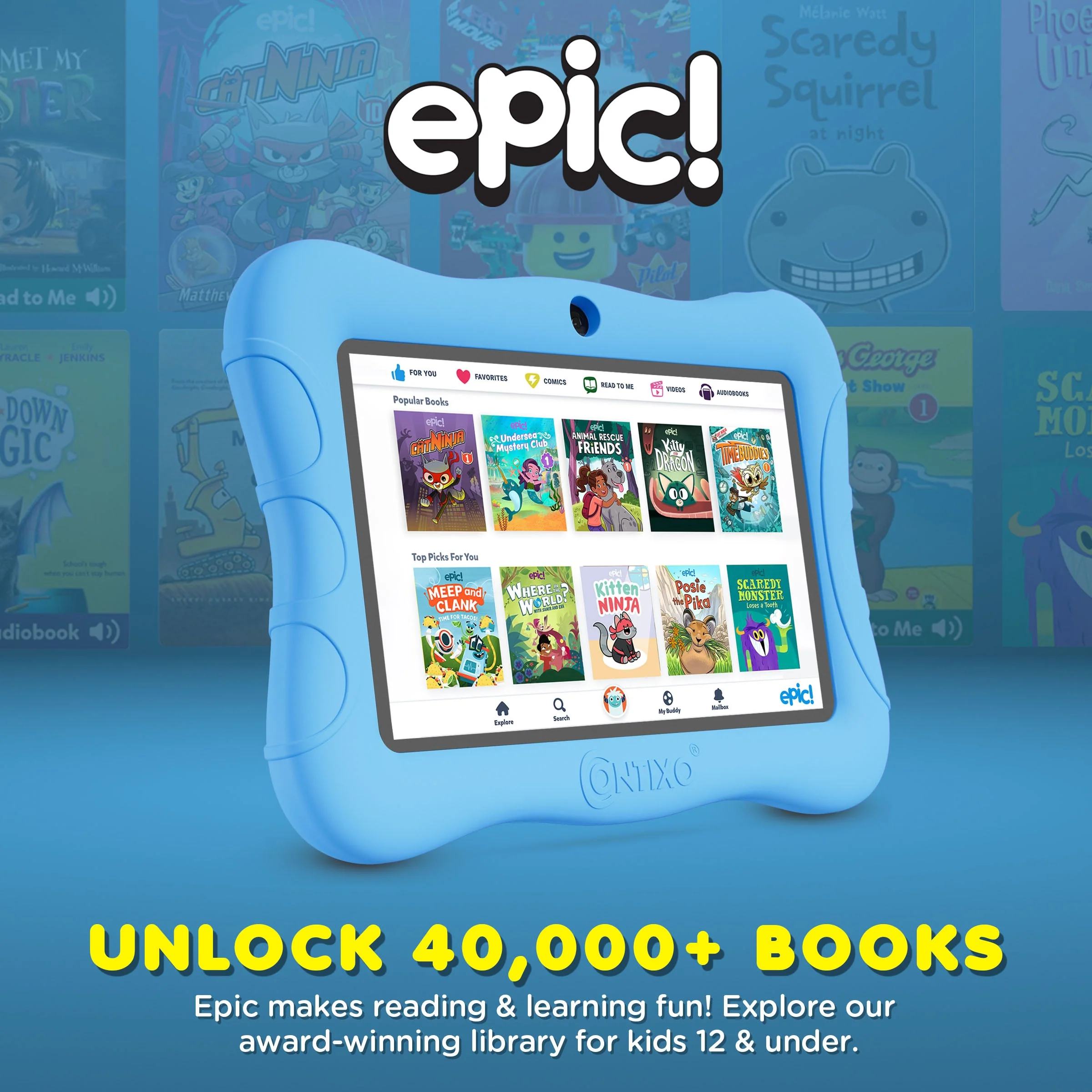 Contixo V9 Kids HD 7" Tablet - Epic & Lingo Kids, 15 Educational Apps & Kickstand Included - Image 7