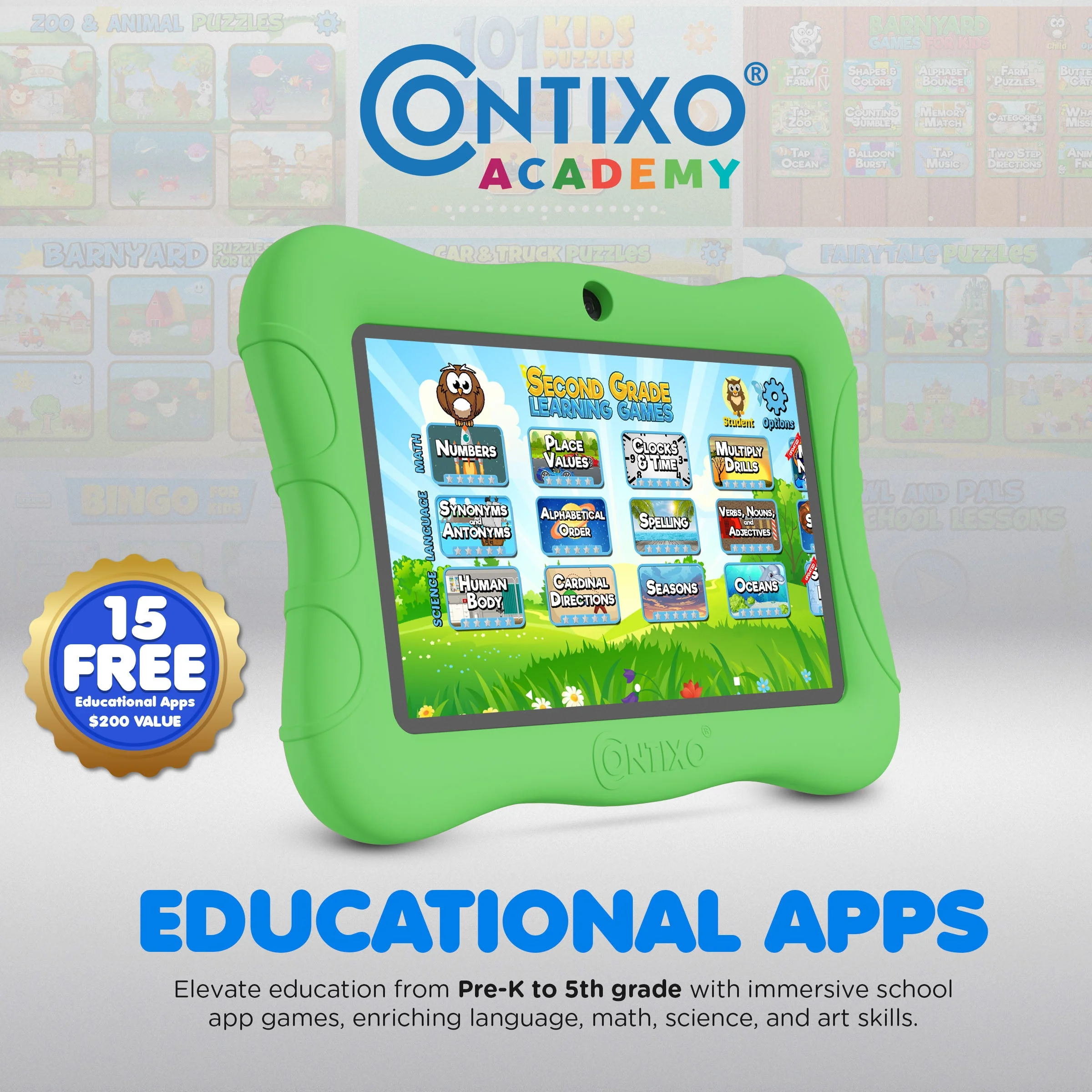 Contixo V9 Kids HD 7" Tablet - Epic & Lingo Kids, 15 Educational Apps & Kickstand Included - Image 9
