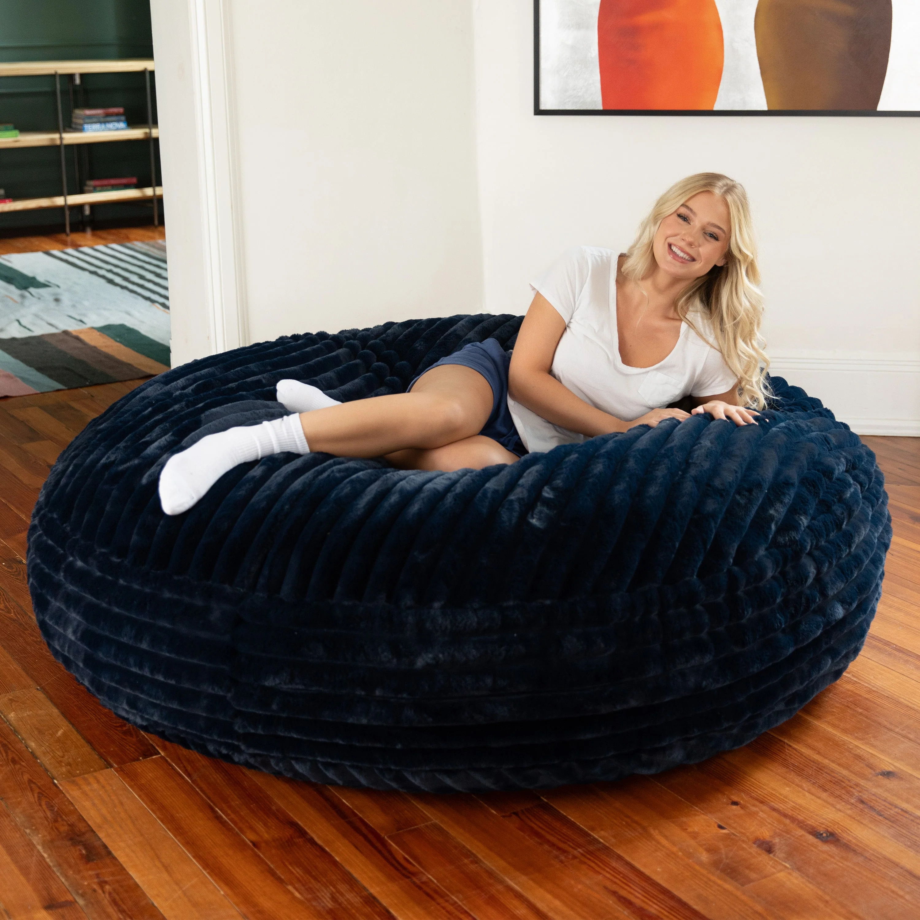 Jaxx 6 Foot Cocoon - 2-in-1 Convertible Bean Bag Bed & Large Bean Bag Chair for Adults, Premium Luxe Fur - Mondo Fur - Image 4