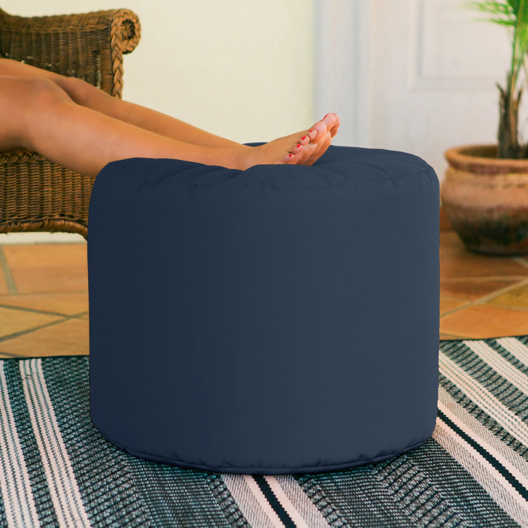 Jaxx Spring Indoor / Outdoor Bean Bag Pouf Ottoman - Image 4