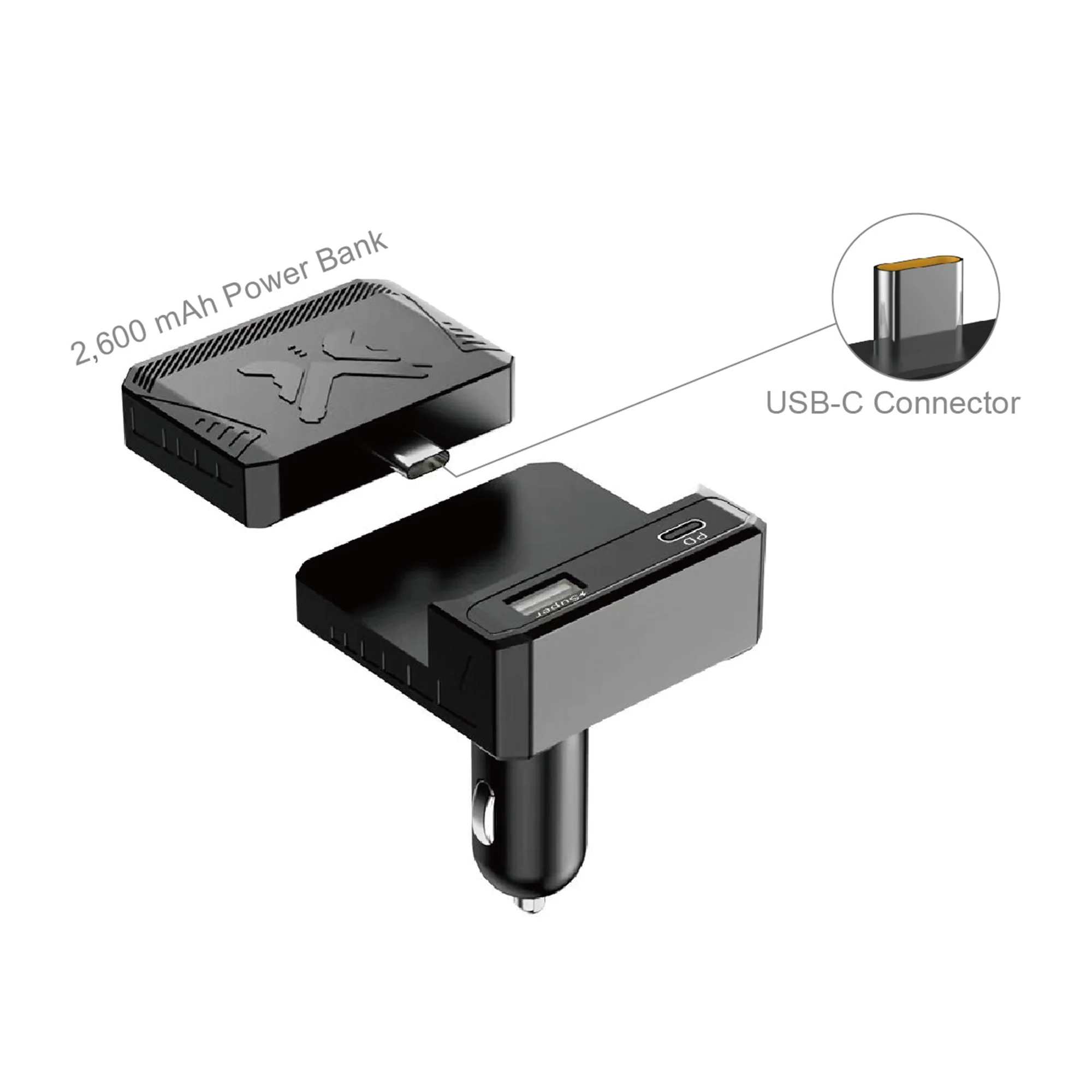 MiLink 50W Super-Fast Car Charger With 2,600mAh Power Bank - Image 3