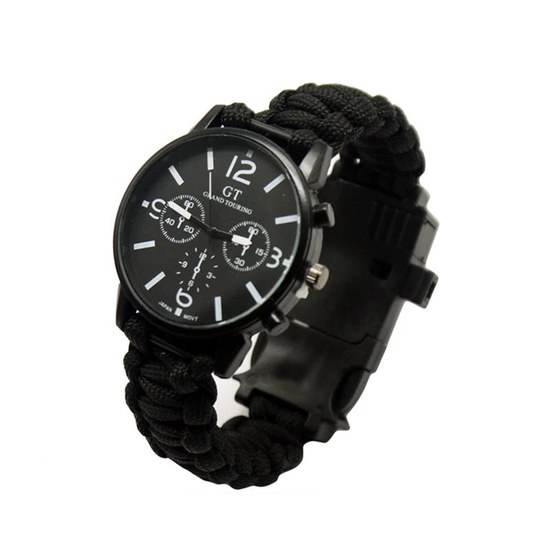 Outdoor Multi Function Camping Survival Watch Bracelet Tools With LED Light
