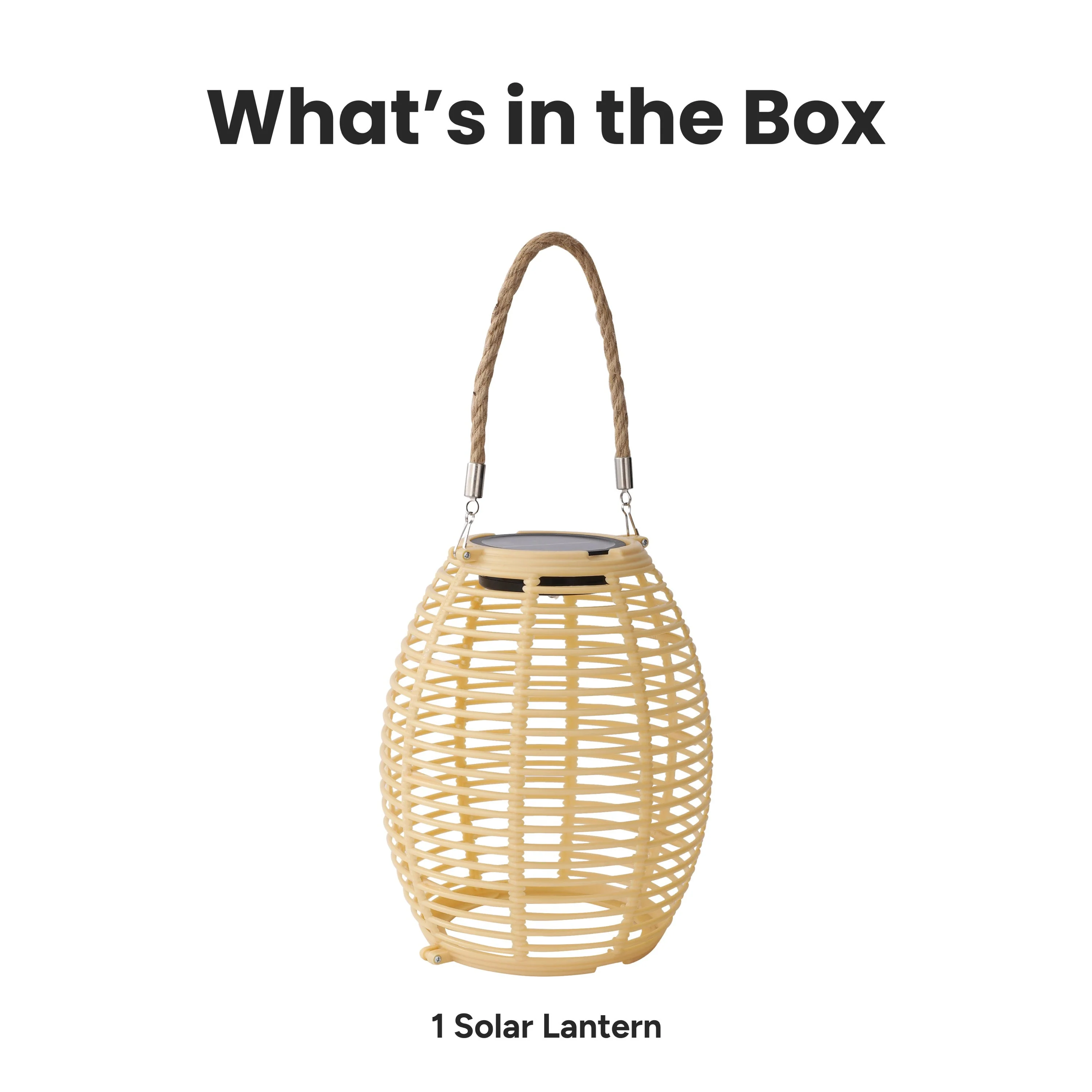 Outdoor Solar Rattan-Style Round LED Lantern With Handle - Image 8