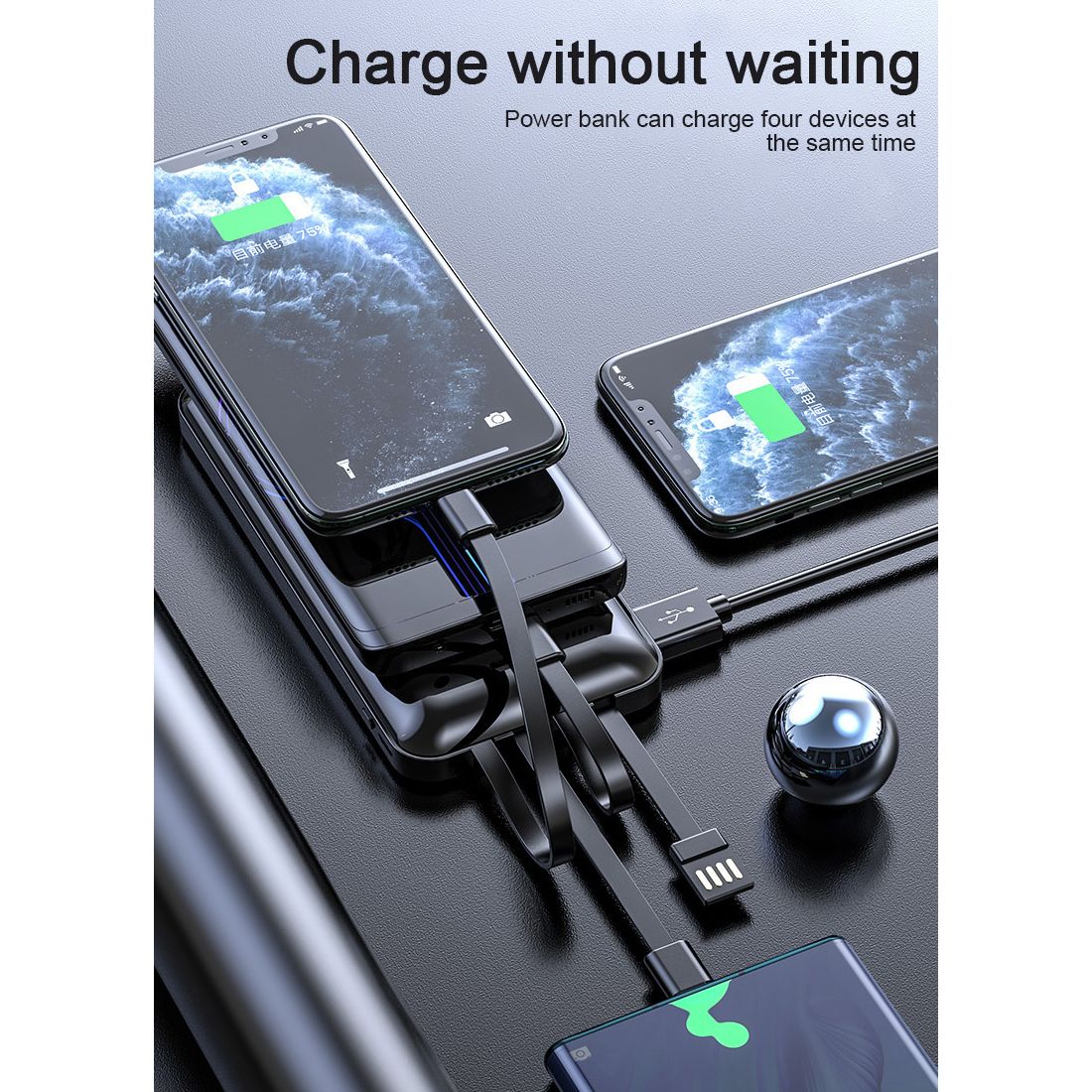 Power Bank With Built-in Full-Set Charging Cables - Image 9