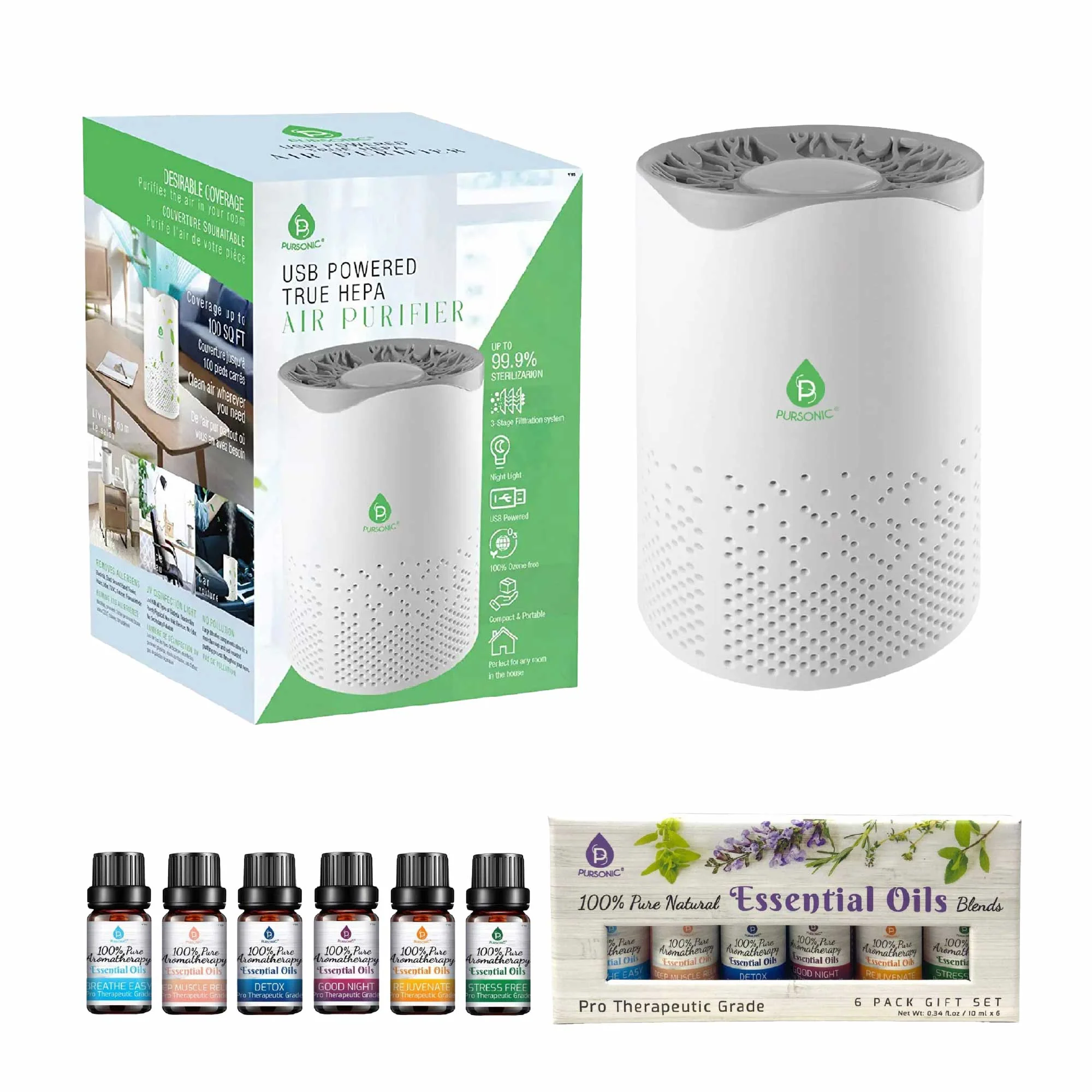 Air Purifier with 6-Pack Premium Essential Oils Collection - Image 4