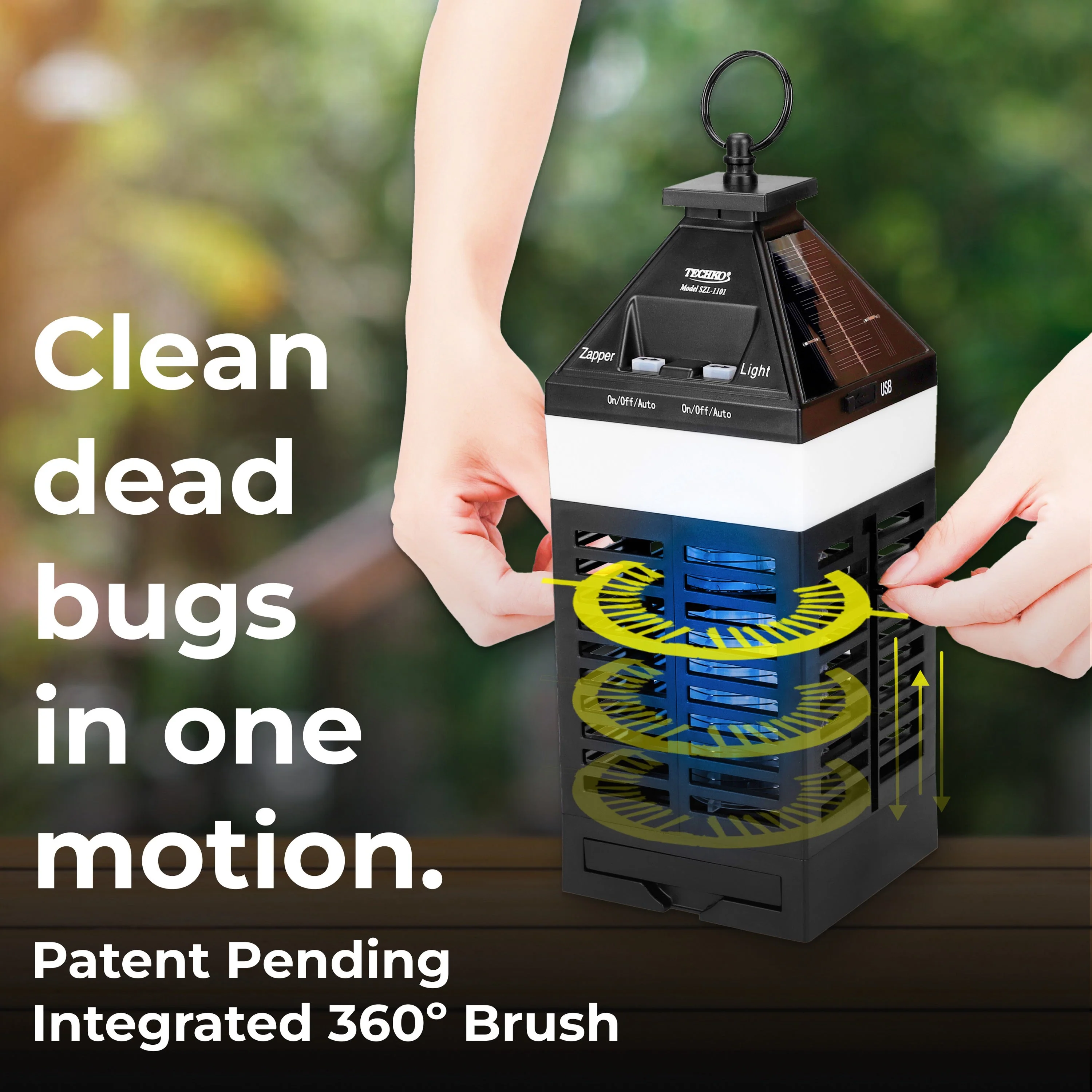 Solar Bug Zapper Lantern With 360º Easy-Clean Brush - Image 3