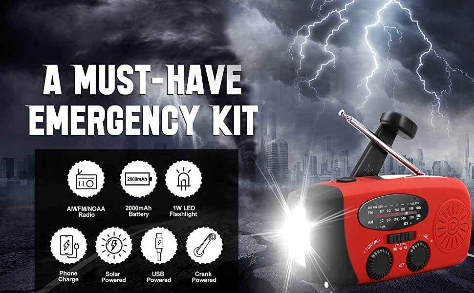 Storm Safe Emergency AM/FM/NOAA Weather Band Radio With Solar Flash Light and Built-in Phone Charger - Image 12