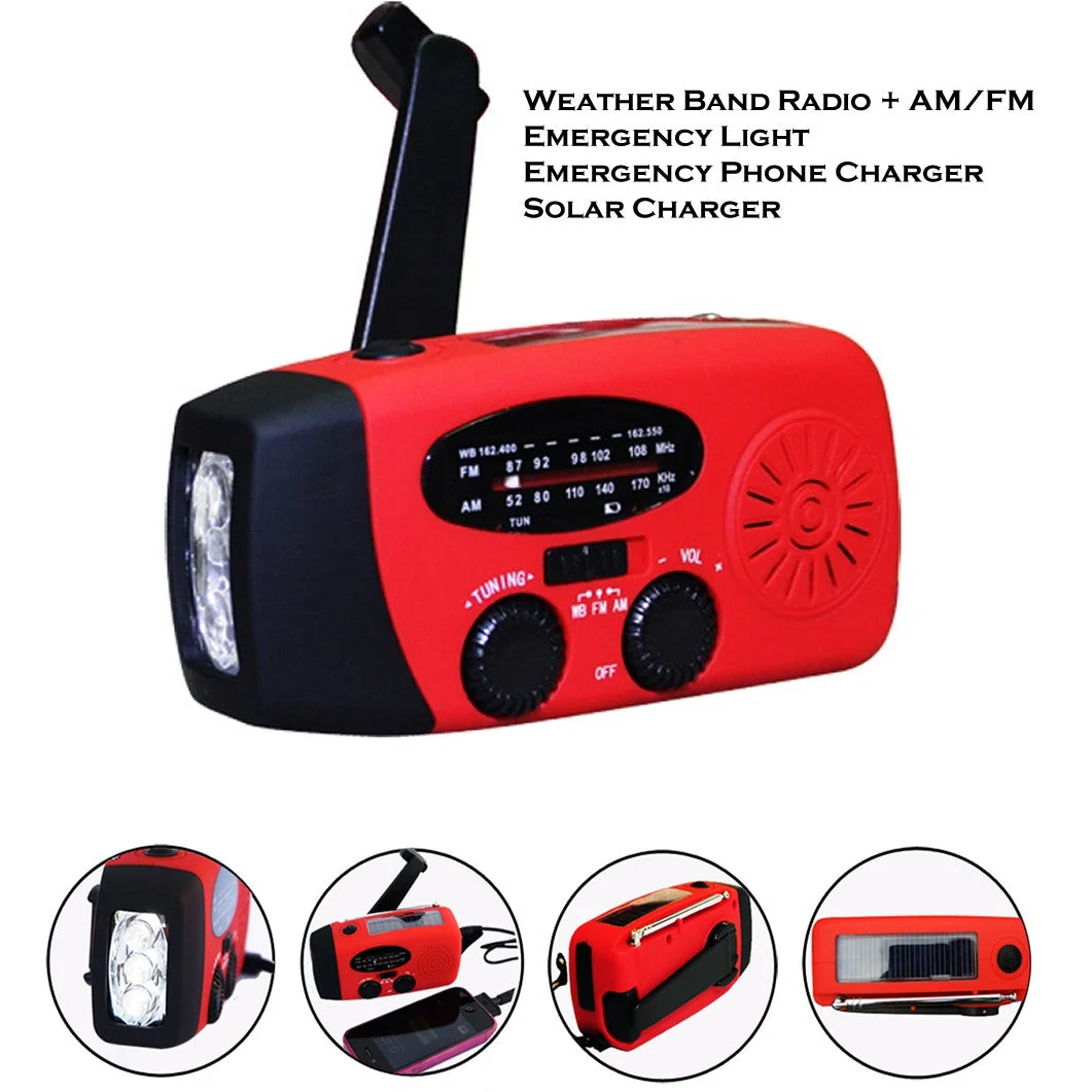 Storm Safe Emergency AM/FM/NOAA Weather Band Radio With Solar Flash Light and Built-in Phone Charger - Image 2